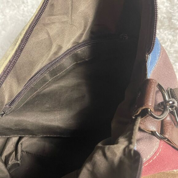 SUNSHINEJING Striped Canvas Tote Crossbody Strap Double Handles - Picture 11 of 12